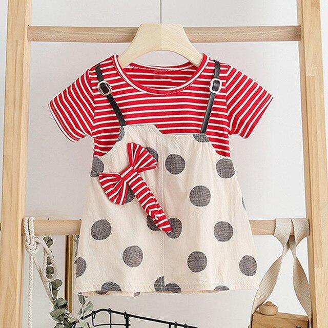 Modern Luxury Baby Girl Summer Party Clothing Cherry Dot Princess Dresses Bow Hat Outfits For Girls Stevvex