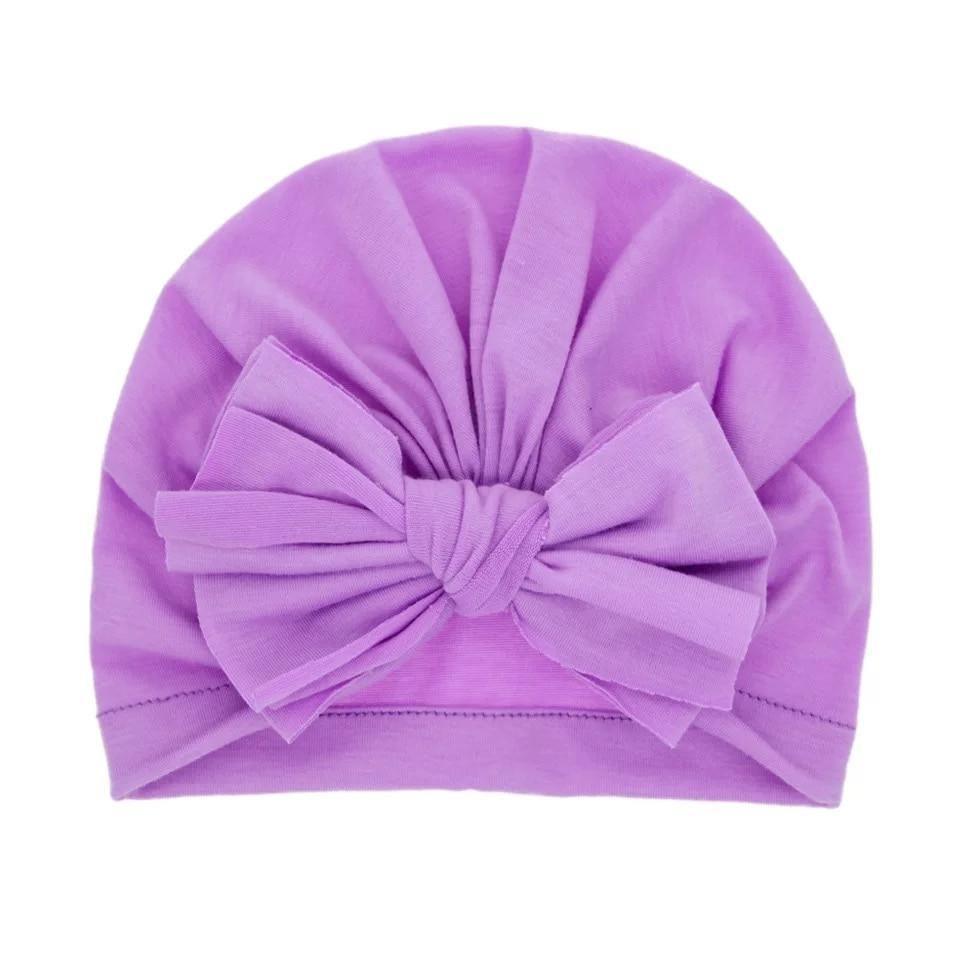 Modern Luxury Baby Girl Lovely Soft Winter Big Bow Turban Bonnet Cotton Caps For Girls Baby Stevvex