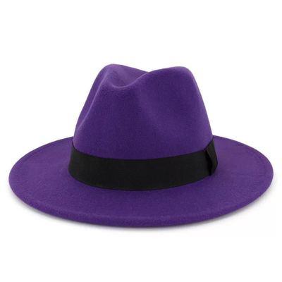 Black Fedora Hat Unisex Wide Brim Hat Autumn Winter Fedora Hat Wide Cap Winter Wool Classic Hat Men Elegant Gentleman Hat For Party Stevvex