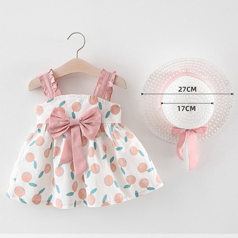 Modern Luxury Baby Girl Summer Party Clothing Cherry Dot Princess Dresses Bow Hat Outfits For Girls Stevvex