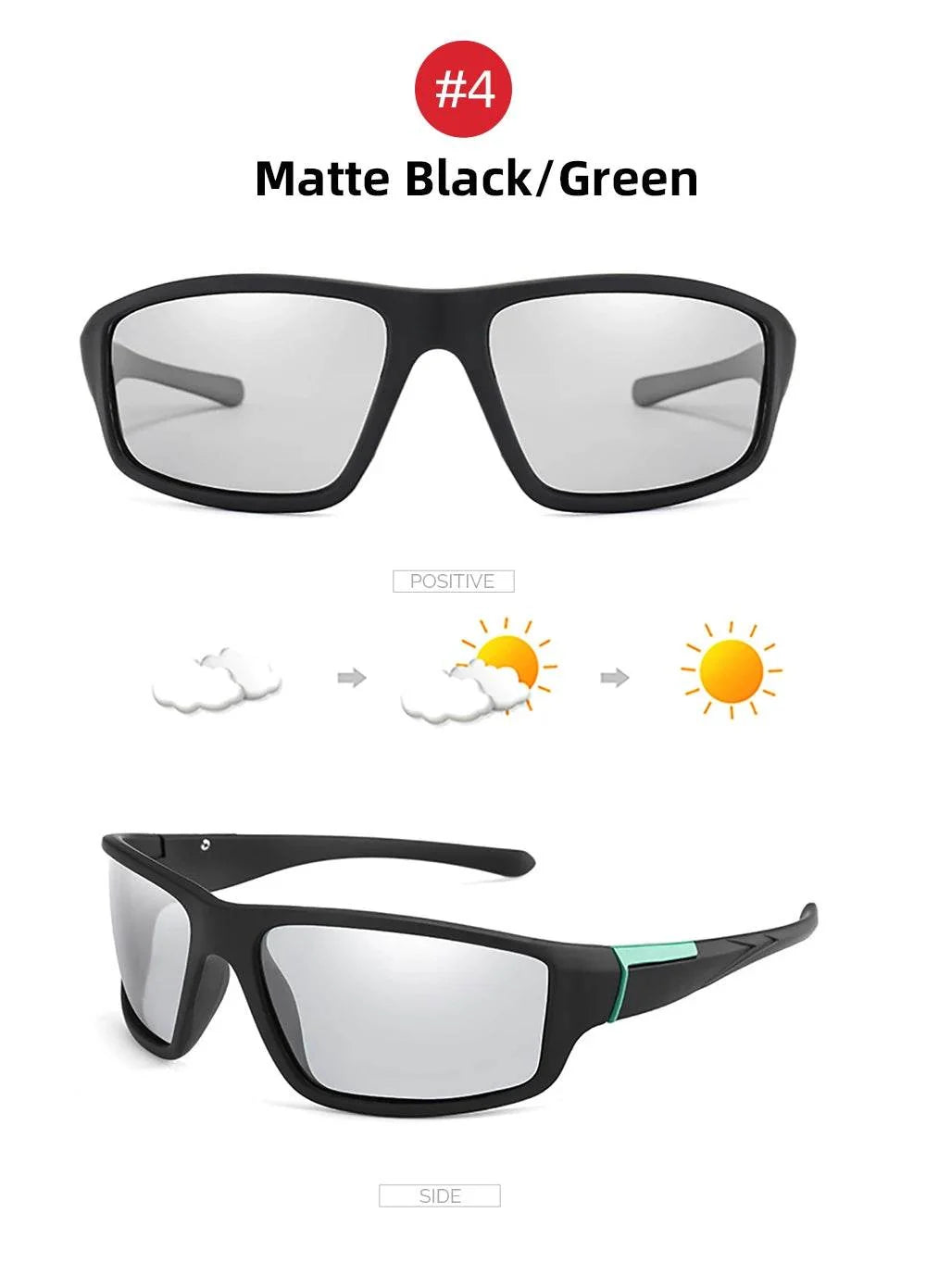 VIVIBEE Men Photochromic Sunglasses Black Sports Goggles Women Color Changing Polarized Driving 2024 Discoloration Sun Glasses