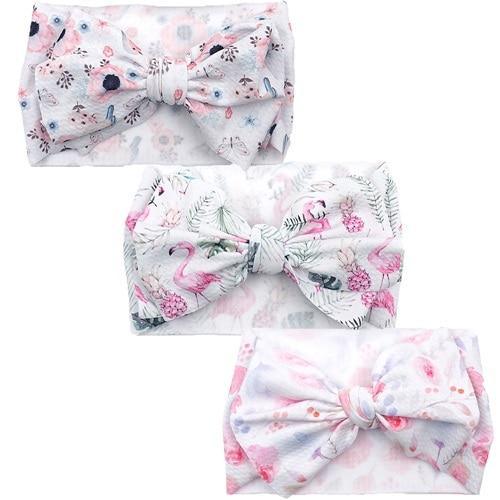 Handmade Luxury 3PCS Baby Accessories Turban Baby Girl Headbands Printed Big Bows Fabric Bow Infant Headwraps bow For Kids Stevvex