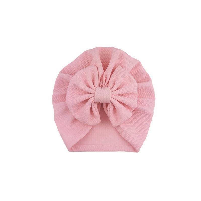 Handamde Elegant Baby Hats for Girls Big Bow Turban Hat Newborn  Baby Beanie Cap Solid Color Style Stevvex