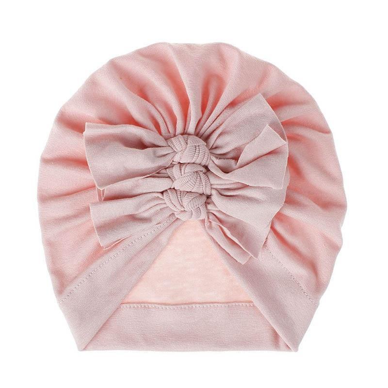 Handamde Elegant Baby Hats for Girls Big Bow Turban Hat Newborn  Baby Beanie Cap Solid Color Style Stevvex