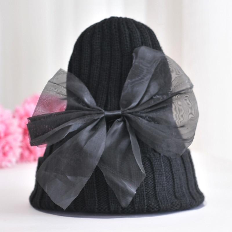 Modern Trend Big Bows Knitted Baby Girl Hat Cap Warm Kids baby winter Hat For Girls Stevvex