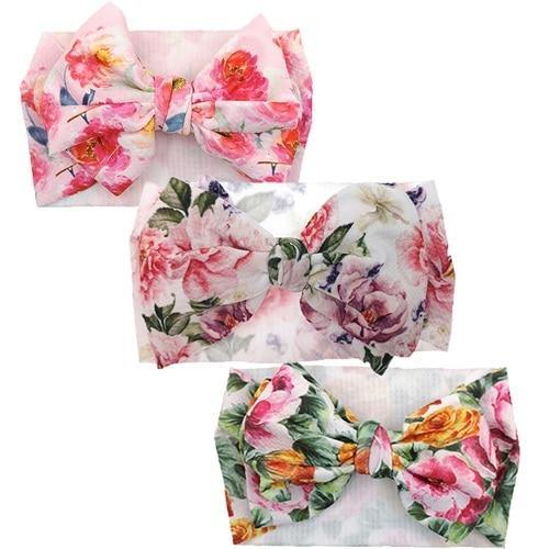 Handmade Luxury 3PCS Baby Accessories Turban Baby Girl Headbands Printed Big Bows Fabric Bow Infant Headwraps bow For Kids Stevvex