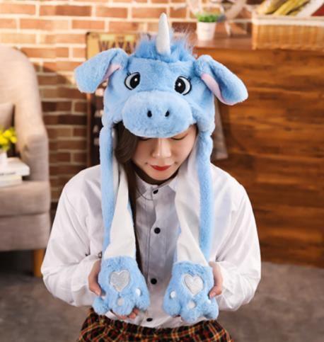 Modern Elegant Winter Interesting Girls Animals Ear Moving Jumping Hats Children and Adults Women Warm Rabbit Winter Caps In Modern Design Stevvex