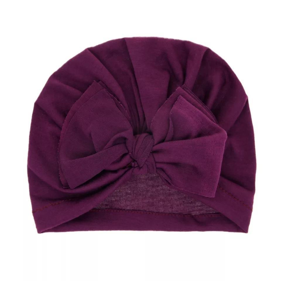 Modern Luxury Baby Girl Lovely Soft Winter Big Bow Turban Bonnet Cotton Caps For Girls Baby Stevvex