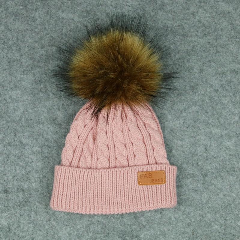 New Fashion Children Winter Hats Baby Kids Girl Solid Knitted Beanies Caps Hair thick ball And Modern Gloves Stevvex