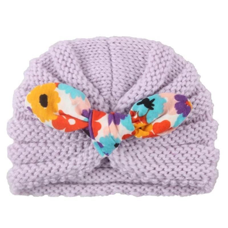 New  Handmade Cotton Girl Hat Autumn Winter Baby Boy Girl Hat Colorful Bow Elastic Cute Baby Turban In Elegant Design Stevvex