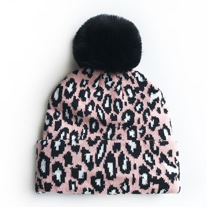 Matching Family Outfits Leopard Children Hats Mother Kids Hats Winter Kids Caps For Mother & Daughter in Elegan Leopard Design Stevvex