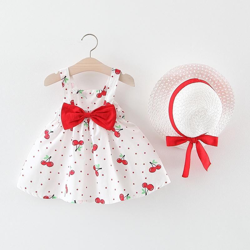 Baby Girls Dress with Sleeveless Print Floral for Birthday Party Princess Dress With Hat In Elefant Modern Style Stevvex