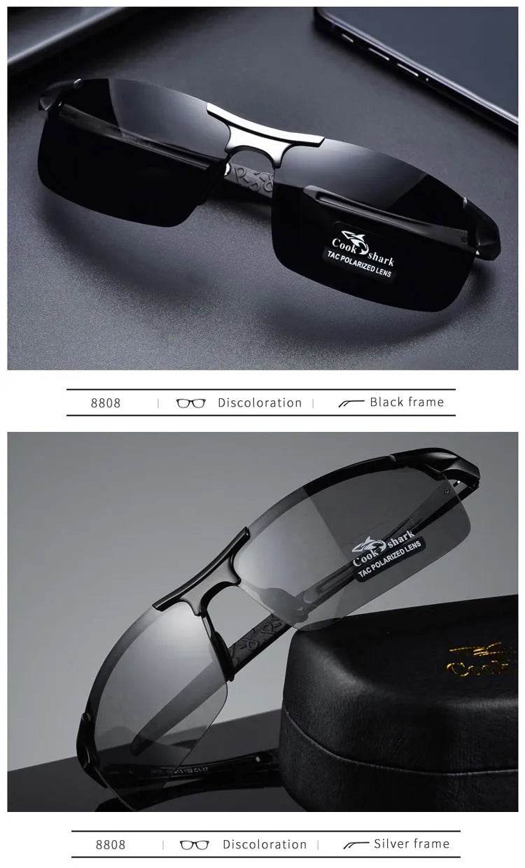 Cook Shark's New Aluminum Magnesium Sunglasses Men's sunglasses HD Polarized Driving Color Glasses Tide