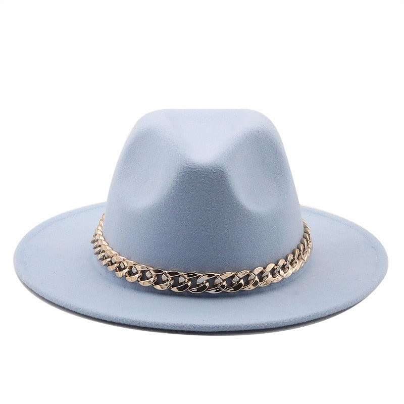 Elegant Green Fedora Hats Women Men Fedora Hats Wide Brim Fedora Hat Summer Chain Band Jazz Hats Winter Autumn Gentleman Outdoor Hat Stevvex