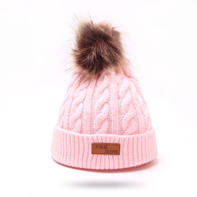 Modern Warm Baby Beanies Hat Pompon Children Hats Knitted Cute Cap For Girls Elegant For Winter Stevvex