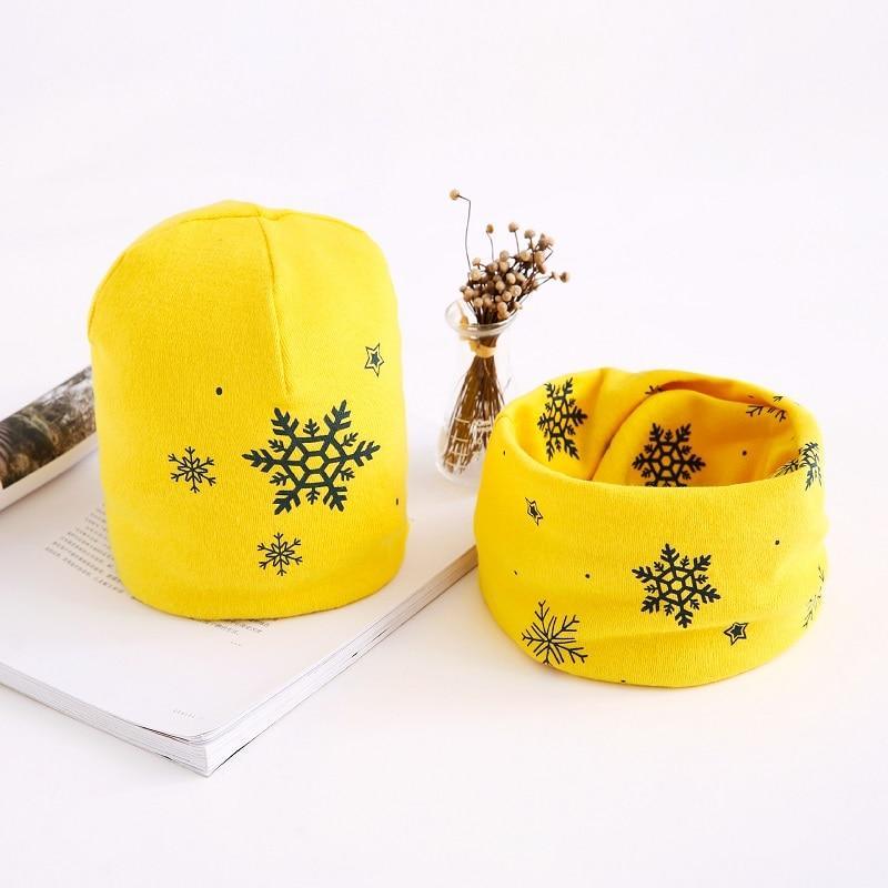 Star Print Cotton Hat And Scarf  Baby Beanie Kids Caps Children's Accessories For Boys and Girls Stevvex