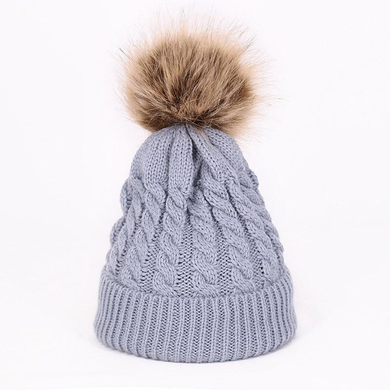 Winter Warm Baby Hat Fur Pompom Knitted Baby Hat Cap Infant Toddler Kids Hat Beanie In Modern Designer Style Stevvex
