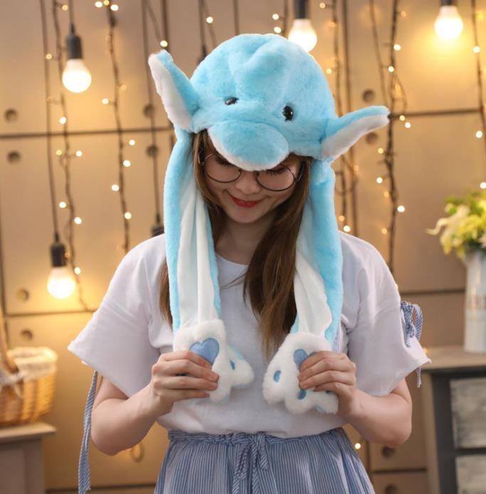 Modern Elegant Winter Interesting Girls Animals Ear Moving Jumping Hats Children and Adults Women Warm Rabbit Winter Caps In Modern Design Stevvex