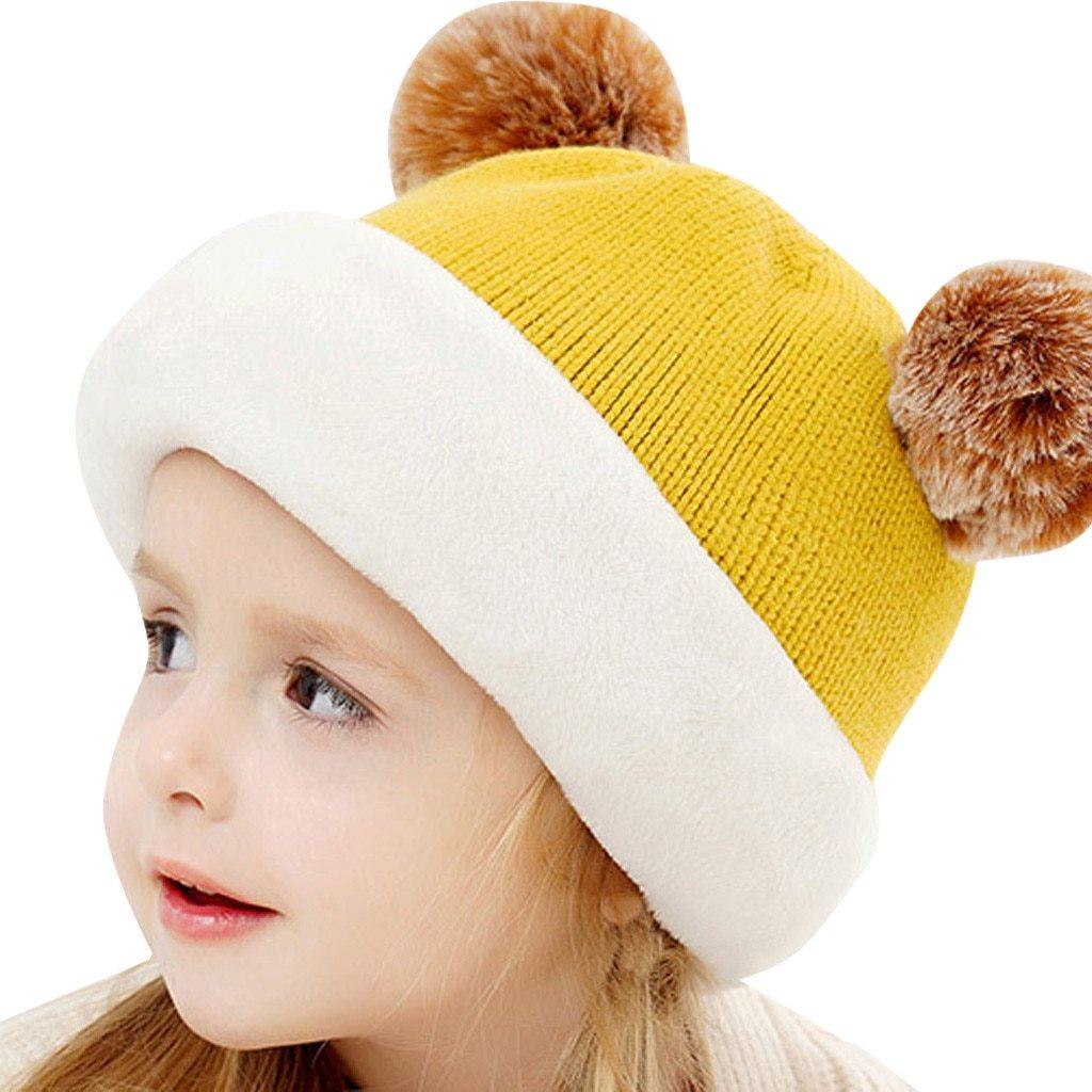 Modern Luxury Children Hats Pom Pom Ball Hat Kids Warm Wool Hooded Hat Baby Scarves Toddler Caps For Kids Stevvex