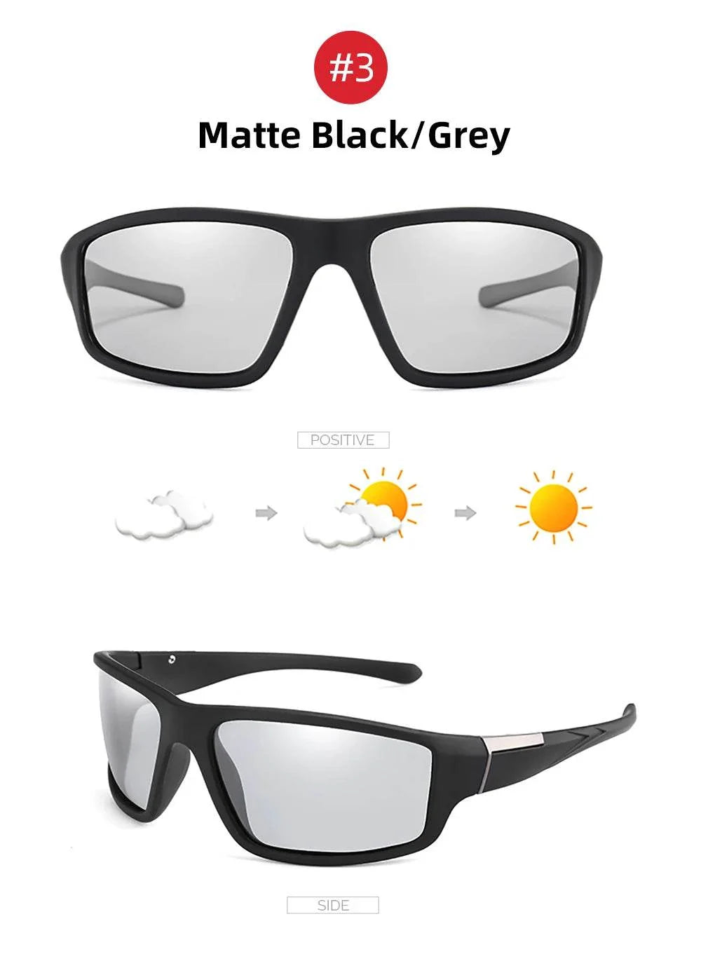 VIVIBEE Men Photochromic Sunglasses Black Sports Goggles Women Color Changing Polarized Driving 2024 Discoloration Sun Glasses
