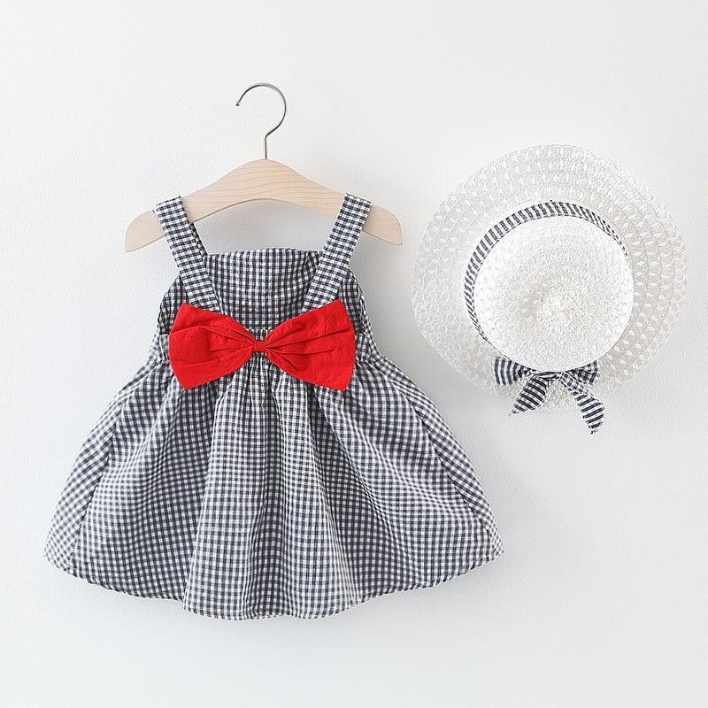Summer Girl Kids Sleeveless Print Floral Birthday Party Princess Dress With Hat In Modern NEw Elegant Design For Girls Kids 6-24Months Stevvex