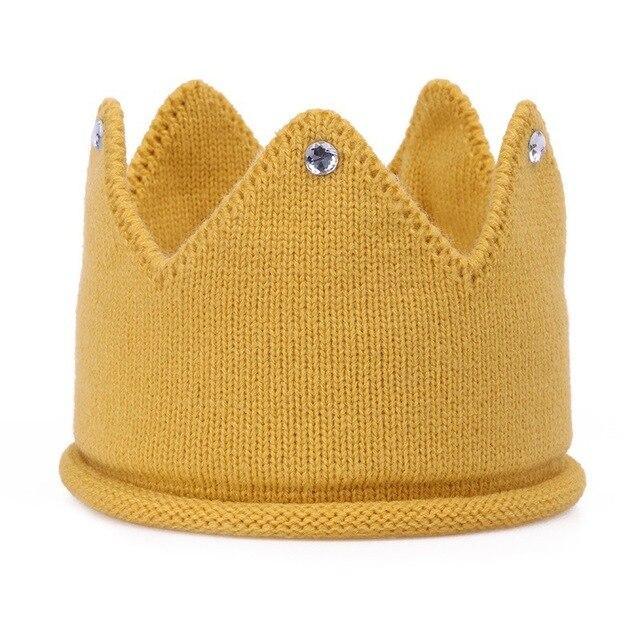 Modern Luxury New Trend  Baby Hat Girls and Boys Crown Knitted Cap Toddler Empty Top Hats Newborn Design Woolen Yarn Bonnet For Kids Stevvex