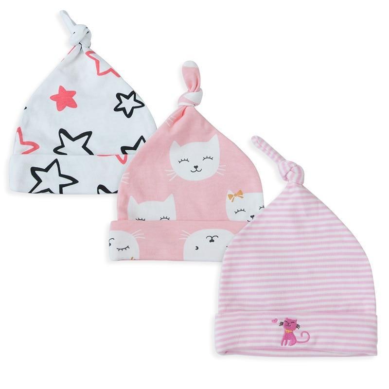 Printed Baby Hats & Caps For Newborn Baby Accessories In Elegant Modern Design Set Of 3PCS For Baby Kids Stevvex