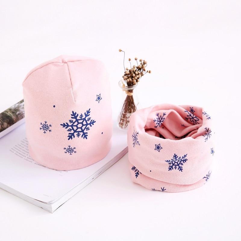 Star Print Cotton Hat And Scarf  Baby Beanie Kids Caps Children's Accessories For Boys and Girls Stevvex