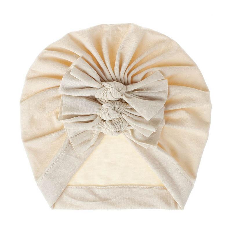 Handamde Elegant Baby Hats for Girls Big Bow Turban Hat Newborn  Baby Beanie Cap Solid Color Style Stevvex