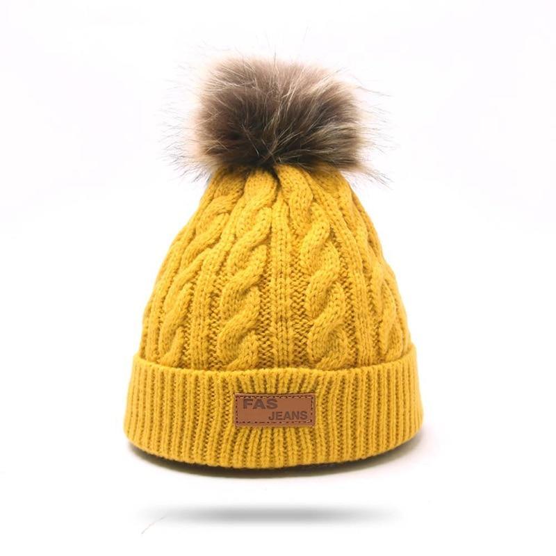 Modern Warm Baby Beanies Hat Pompon Children Hats Knitted Cute Cap For Girls Elegant For Winter Stevvex
