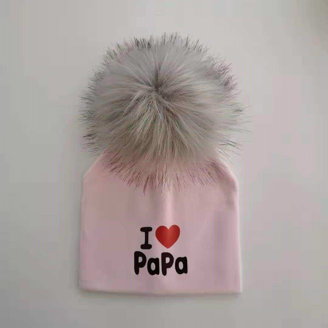 Newborn Cotton Hats Baby Pom Pom Childre Infant Hats For BabY Boys and Girls Wth Printed "I love mama " and " Design Stevvex