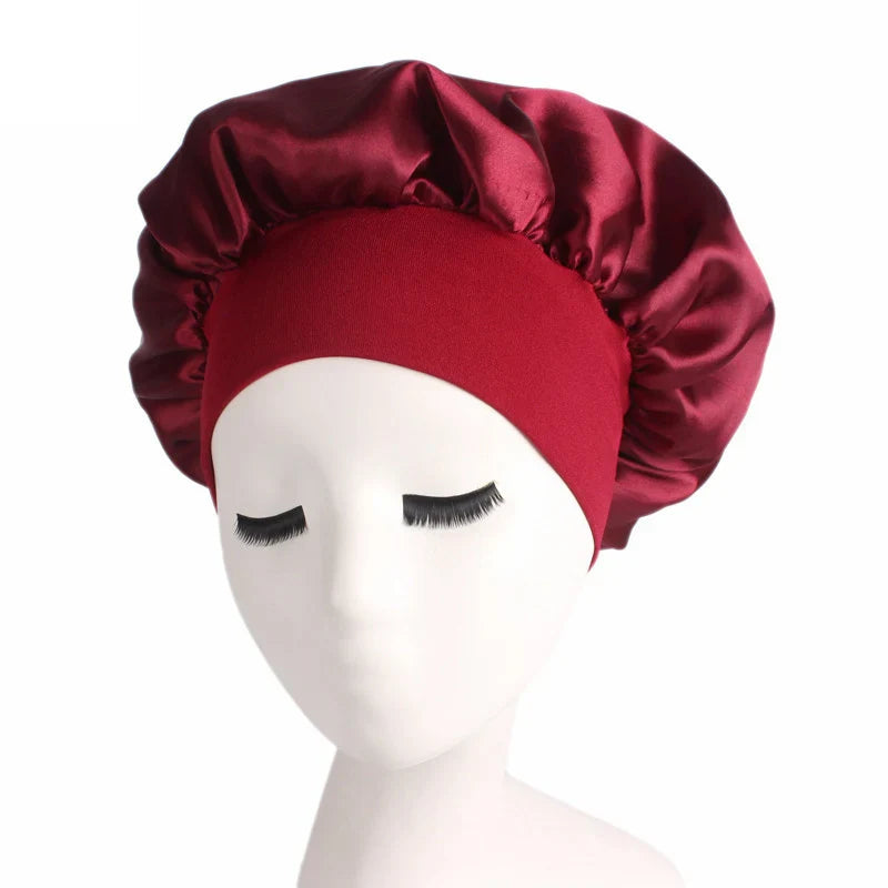 1pc Adjust Solid Satin Bonnet Hair Styling Cap Long Hair Care Women Night Sleep Hat Silk Head Wrap Shower Cap Hair Styling Tools V.I.P Digital Presence