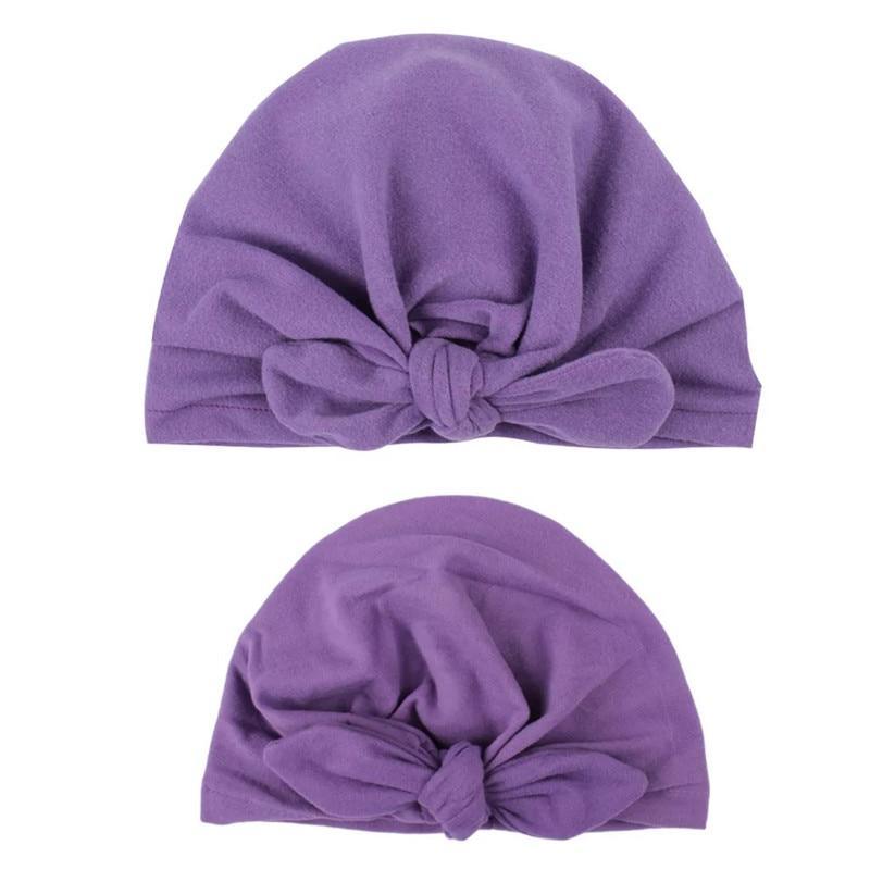 Modern Mom&Baby Turban Mother Baby Hat Headbands Mom Daughter Bow Knot Caps Print Solid Parent-Child Hair Accessories Stevvex