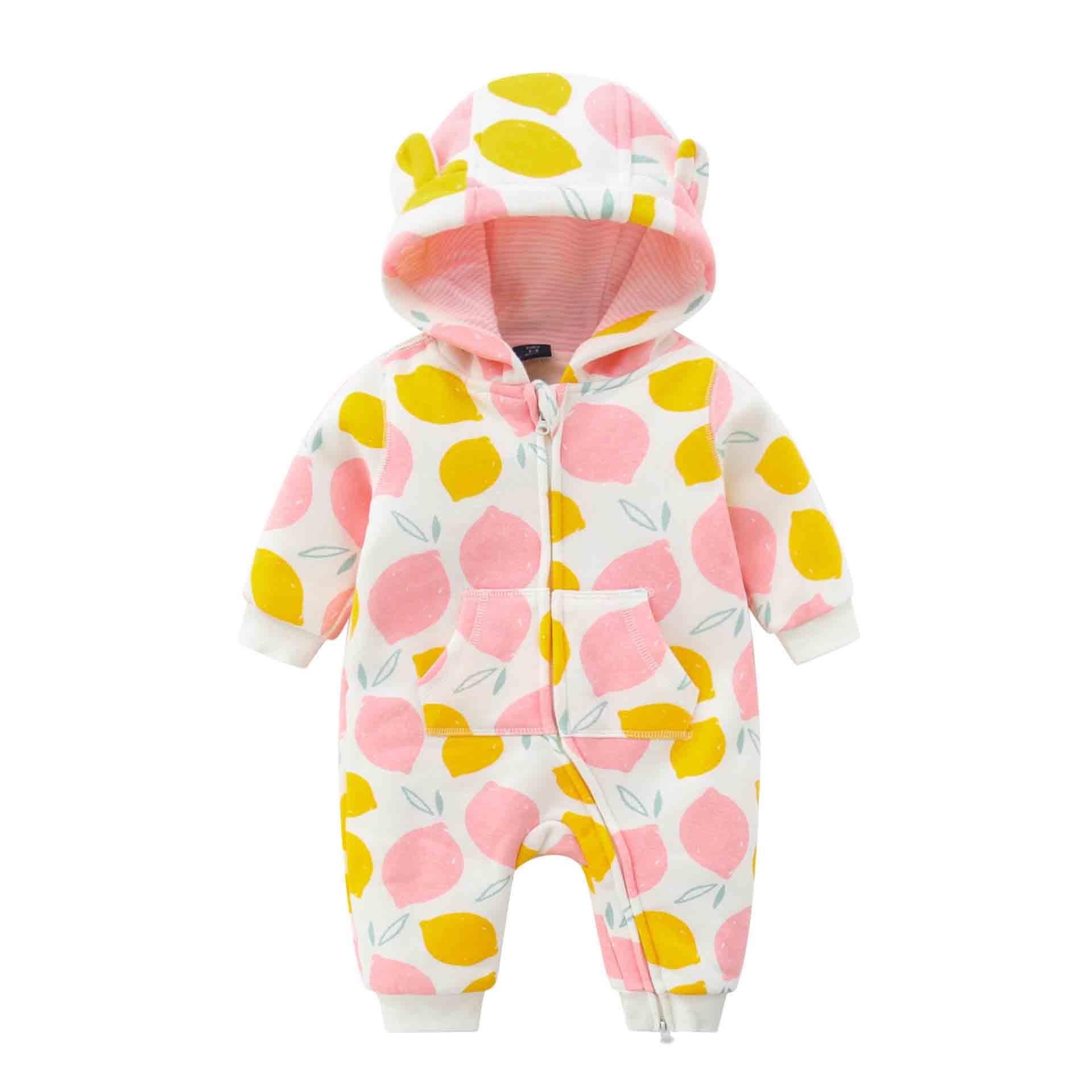 Baby Rompers Long Sleeve Zip Hooded Jumpsuits Playsuits for Toddler Boy/Girl For Autumn and Winter Season Stevvex