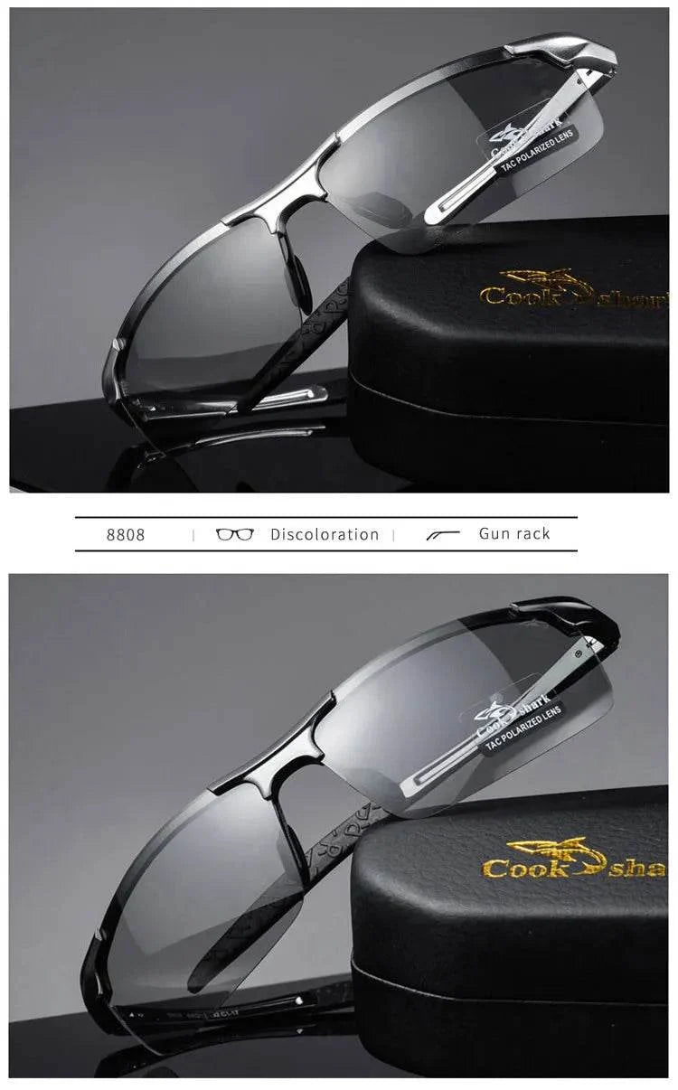 Cook Shark's New Aluminum Magnesium Sunglasses Men's sunglasses HD Polarized Driving Color Glasses Tide