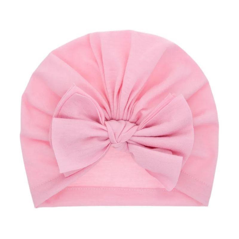 Modern Luxury Baby Girl Lovely Soft Winter Big Bow Turban Bonnet Cotton Caps For Girls Baby Stevvex