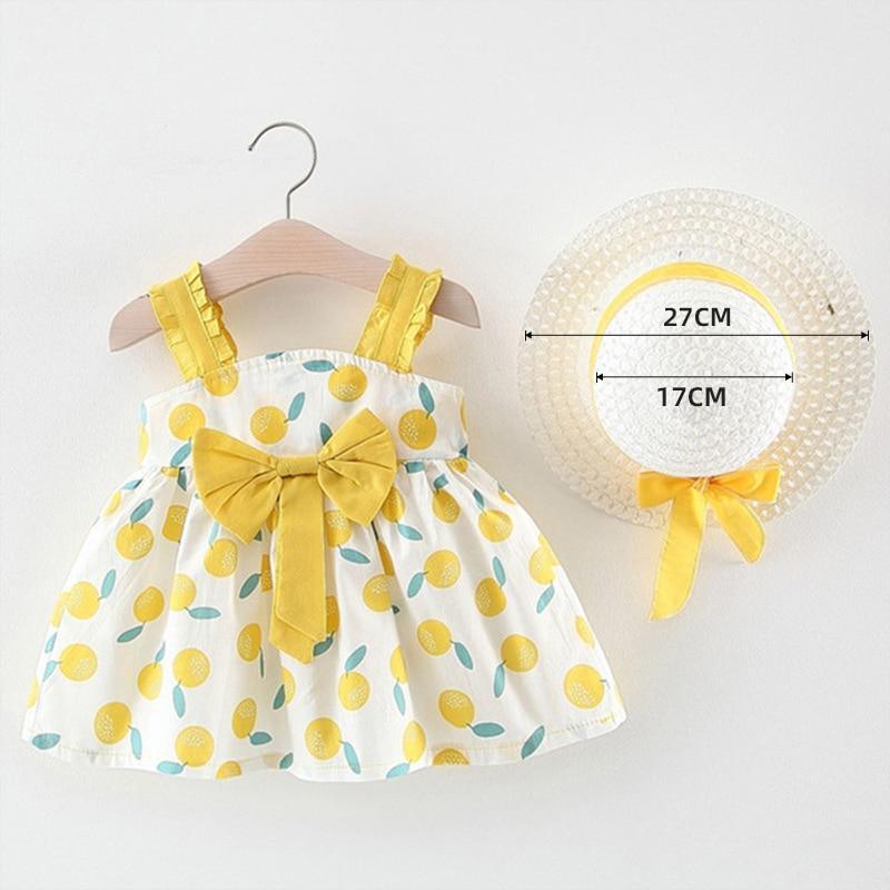 Modern Luxury Baby Girl Summer Party Clothing Cherry Dot Princess Dresses Bow Hat Outfits For Girls Stevvex