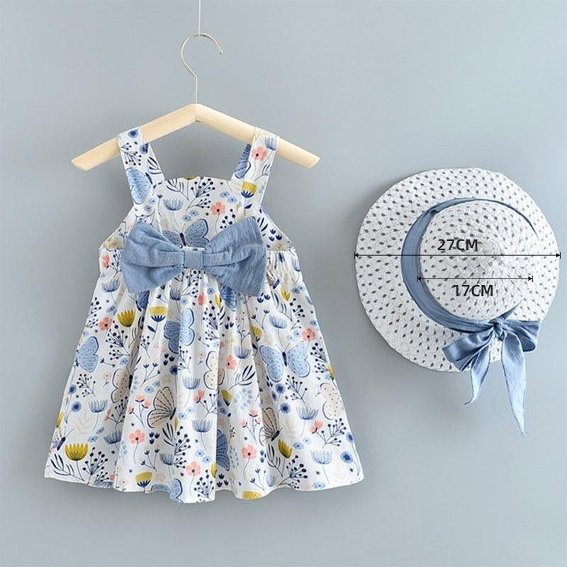 Modern Baby Newborn Toddler Girls Summer Tutu Dress With Printing Princess Dresses Sundress And Hat Stevvex