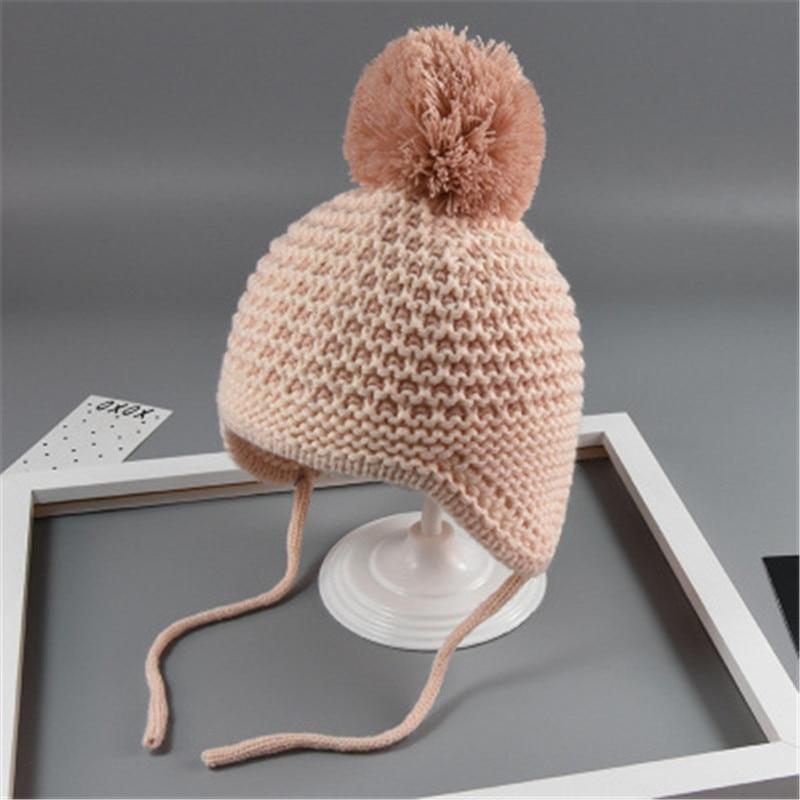 Cute Big Hair Ball Cap For Baby Cotton Knitted Caps for Girls/Boys Warm Woolen Hood Caps Toddler Hats For Winter Stevvex