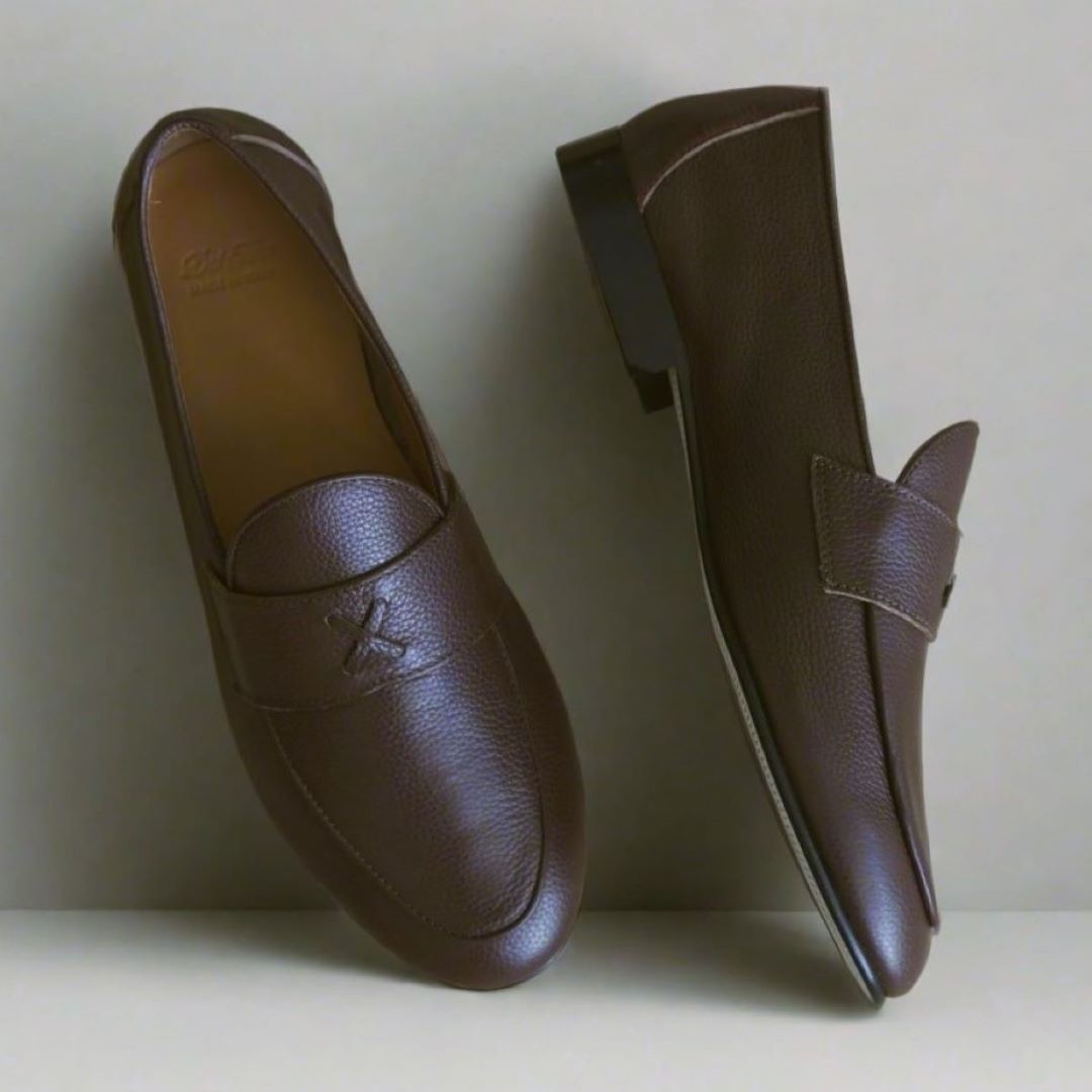 Men's Brown Pebbled Leather Centesimo Del Toro Shoes