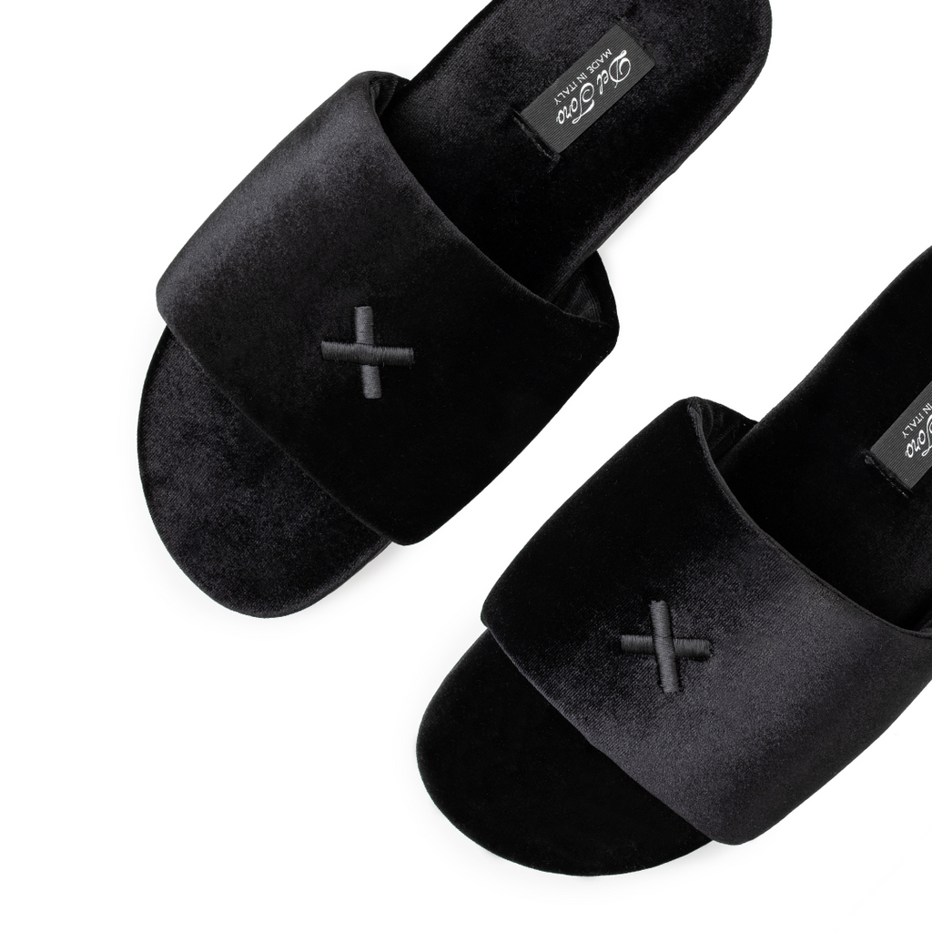 Women's Black Velvet House Slide Del Toro Shoes