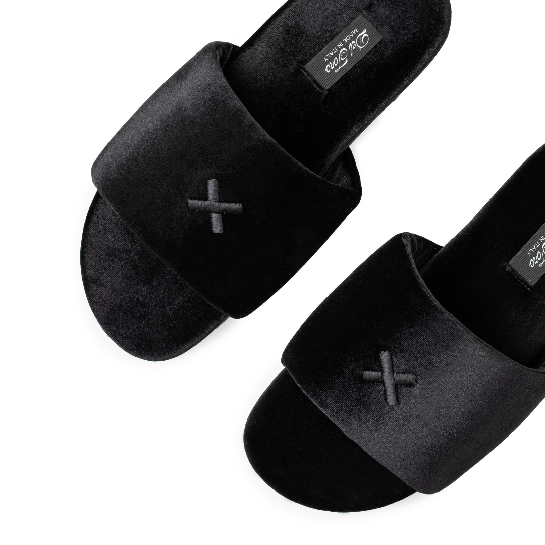 Women's Black Velvet House Slide Del Toro Shoes