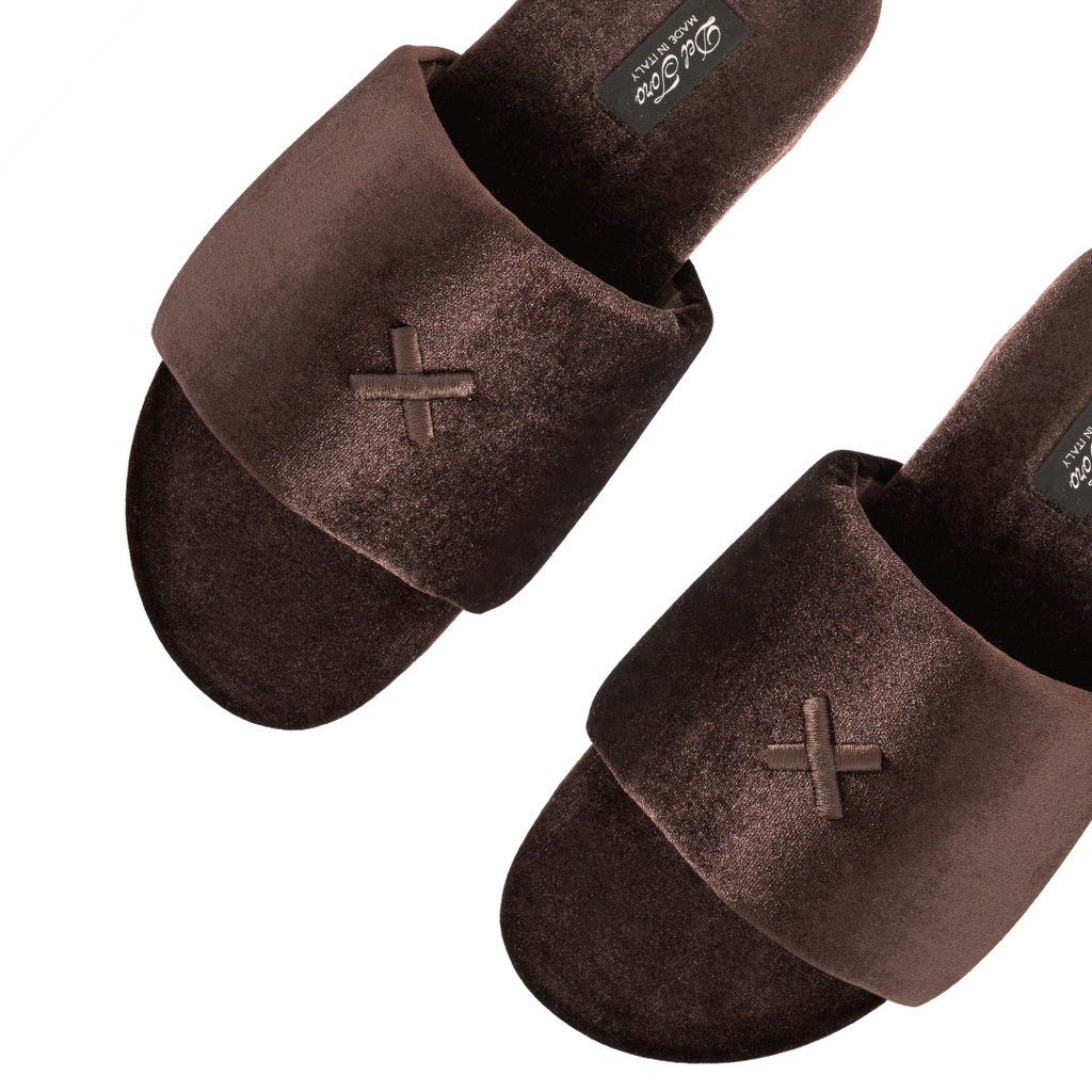 Women's Chocolate Brown Velvet House Slide Del Toro Shoes