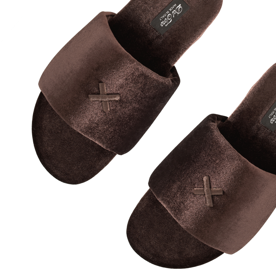 Women's Chocolate Brown Velvet House Slide Del Toro Shoes