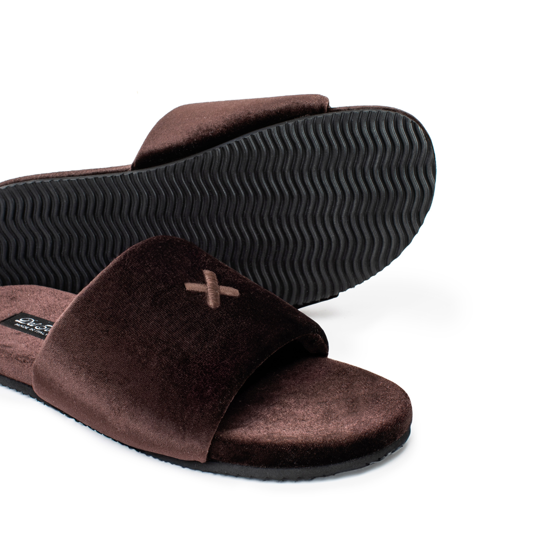Women's Chocolate Brown Velvet House Slide Del Toro Shoes