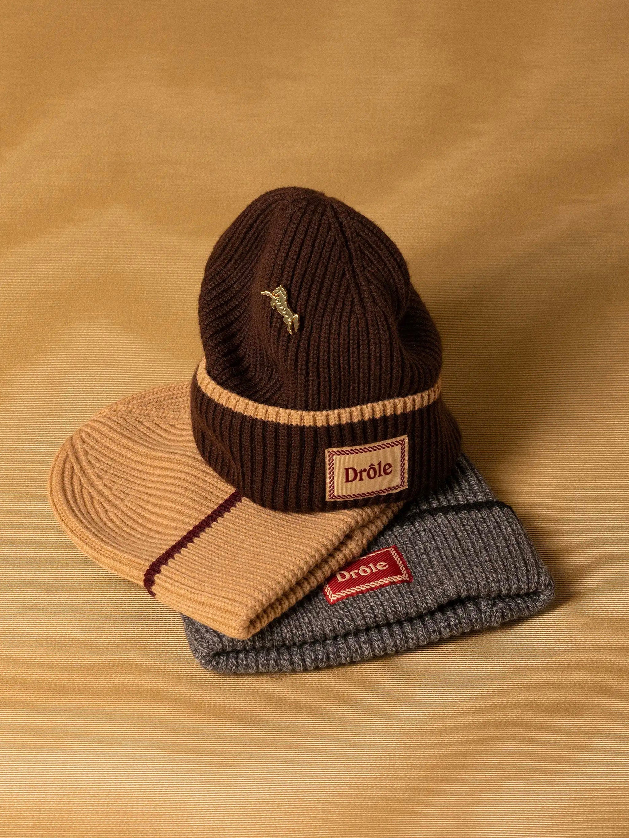 DRÔLE DE MONSIEUR Wool Beanie with Contrasting Stripe