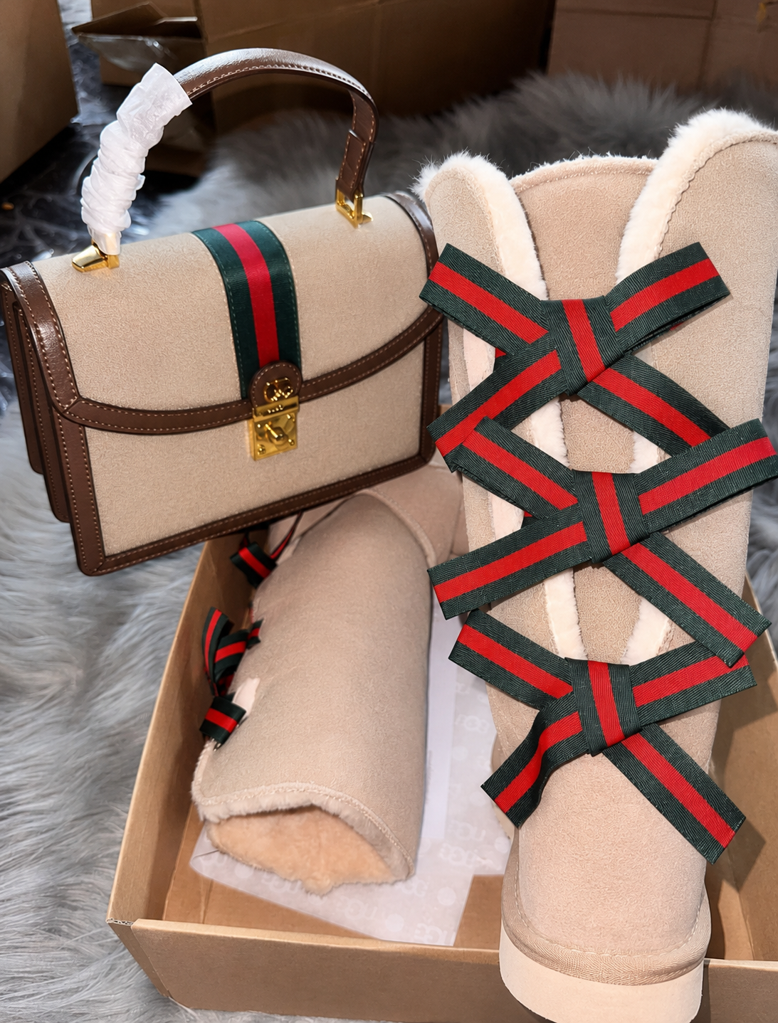 City Style Handbag & Boot Set | Platform Boot & Bag Duo