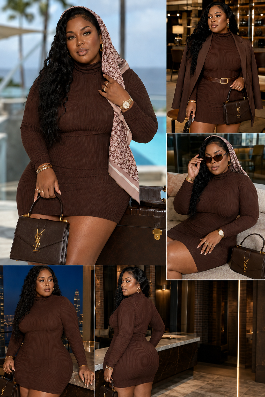 Ribbed Long Sleeve Mock Neck Mini Bodycon Dress