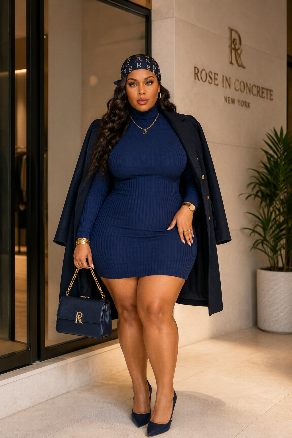 Ribbed Long Sleeve Mock Neck Mini Bodycon Dress