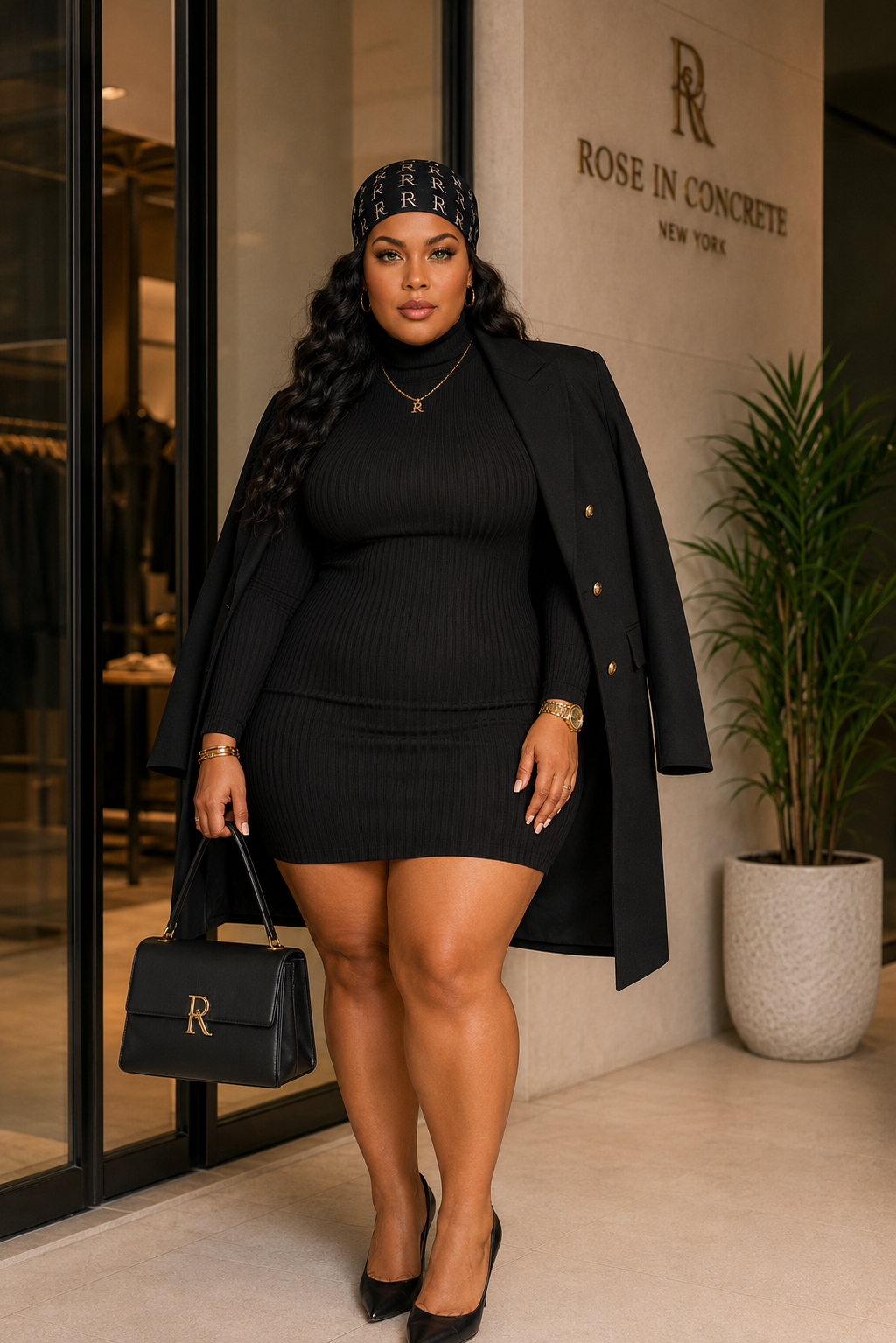 Ribbed Long Sleeve Mock Neck Mini Bodycon Dress